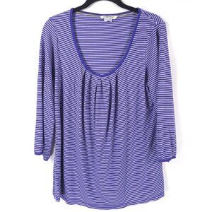 Boden PORTUGAL MADE Scoop Striped‎ Viscose Jersey Knit Top Pleated WL796 Size 12